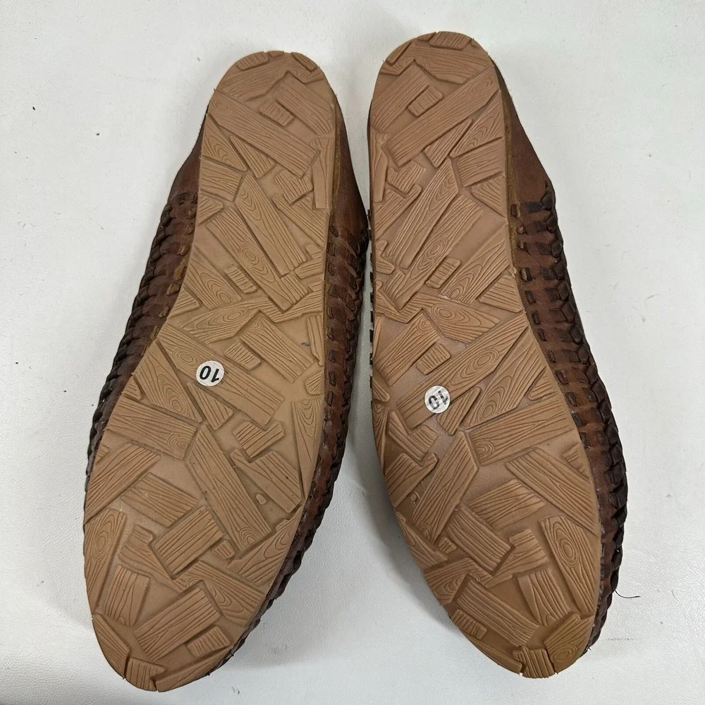 Desi Hangover slide shoes loafers Perforated brown leather men's size 10